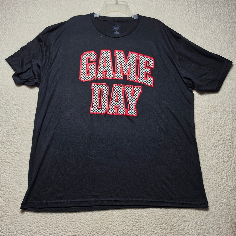 Texas True Threads Game Day Graphic Tee Black Checkered Red Patch 3XL Mens